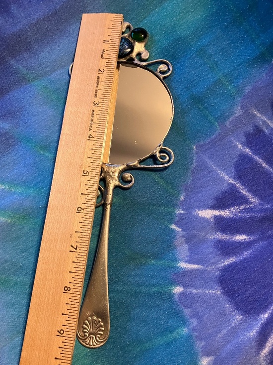HAND HELD MIRROR, HAND MADE. HANDLE IS MADE FROM A PIECE OF VINTAGE SILVERWARE - Picture 10 of 11